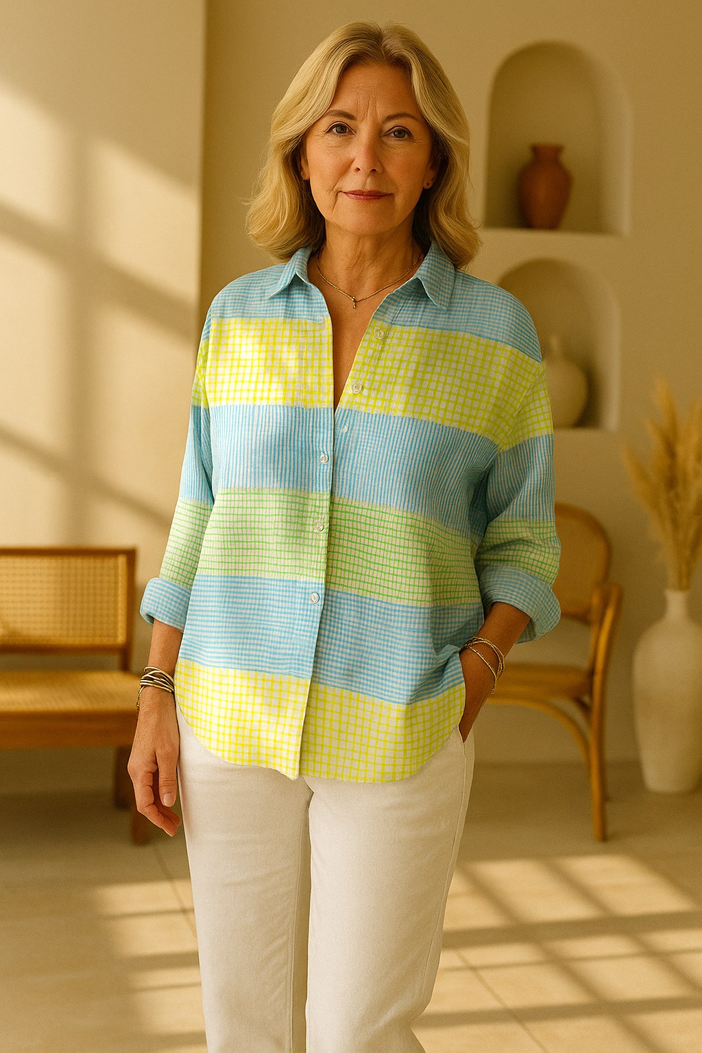 Filippa | Pastel Grid Blouse