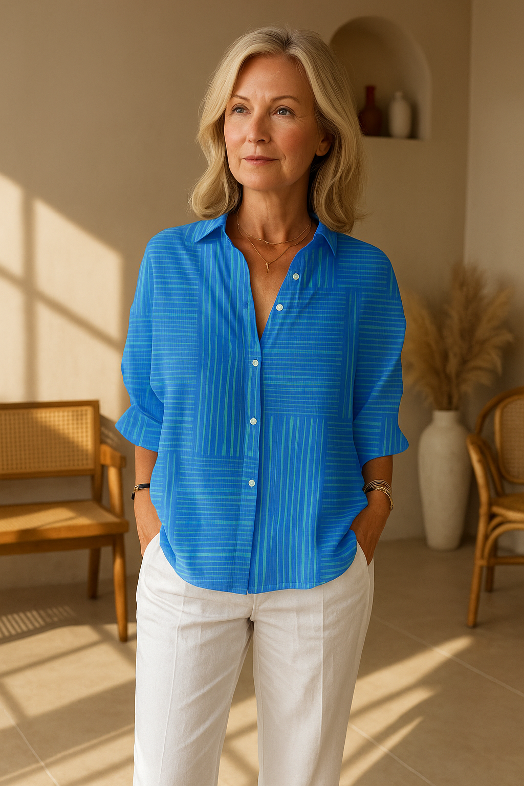 Feline | Azure Stripe Blouse