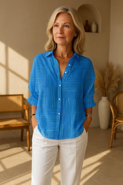 Feline | Azure Stripe Blouse