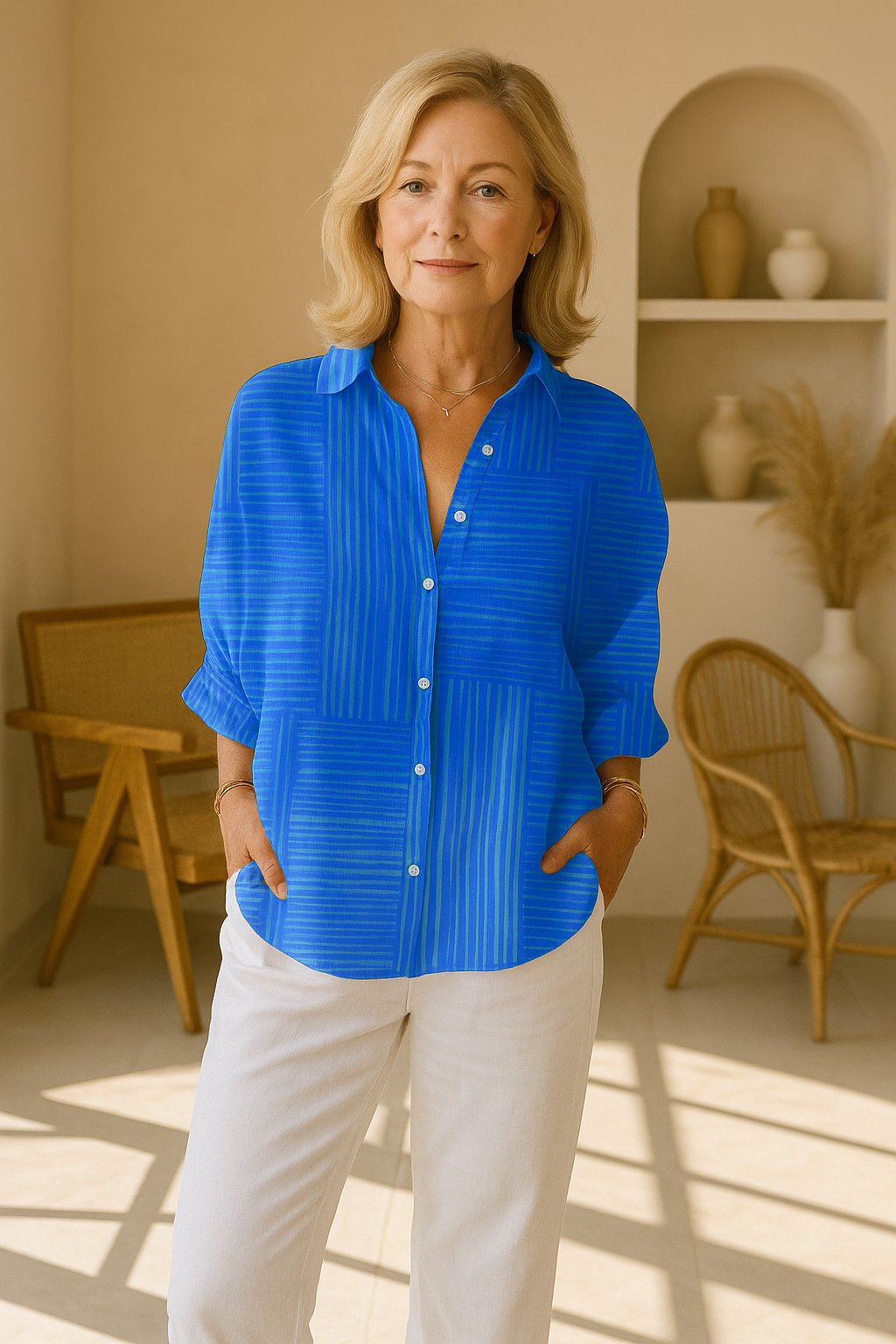 Feline | Azure Stripe Blouse