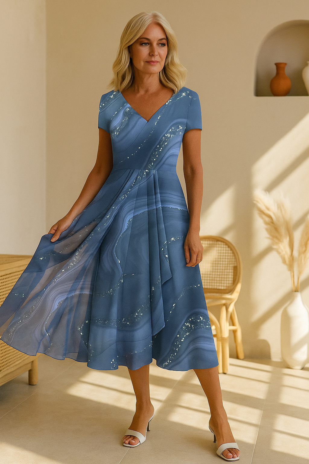 Zara | Elegant V-neck Midi Dress