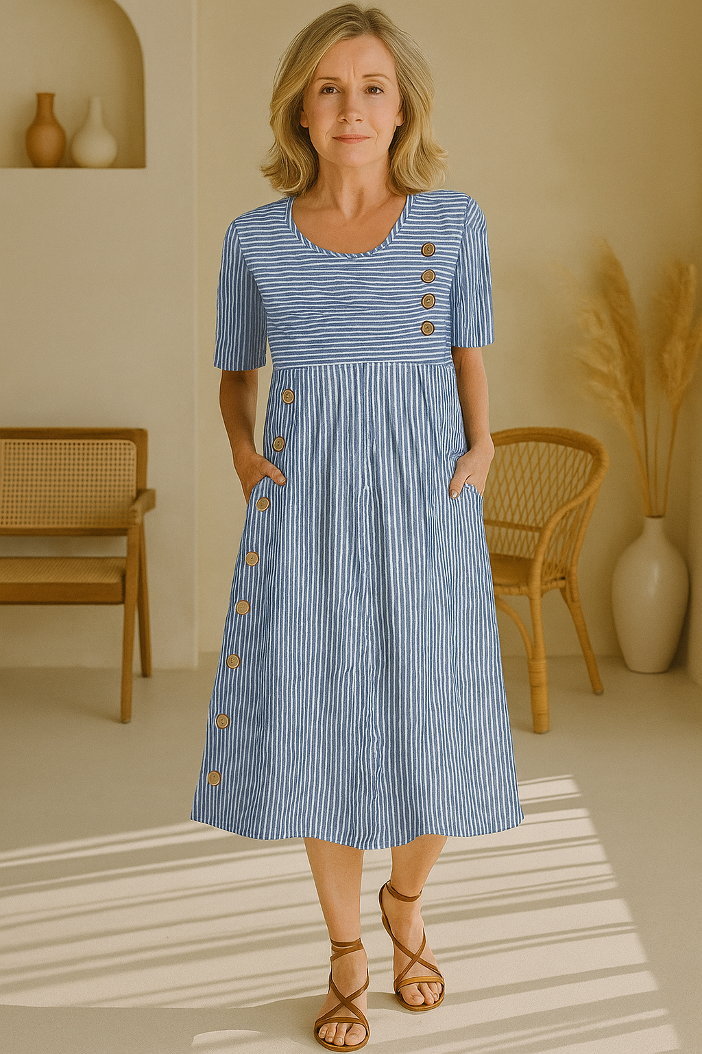 Cleo | Striped Midi Dress