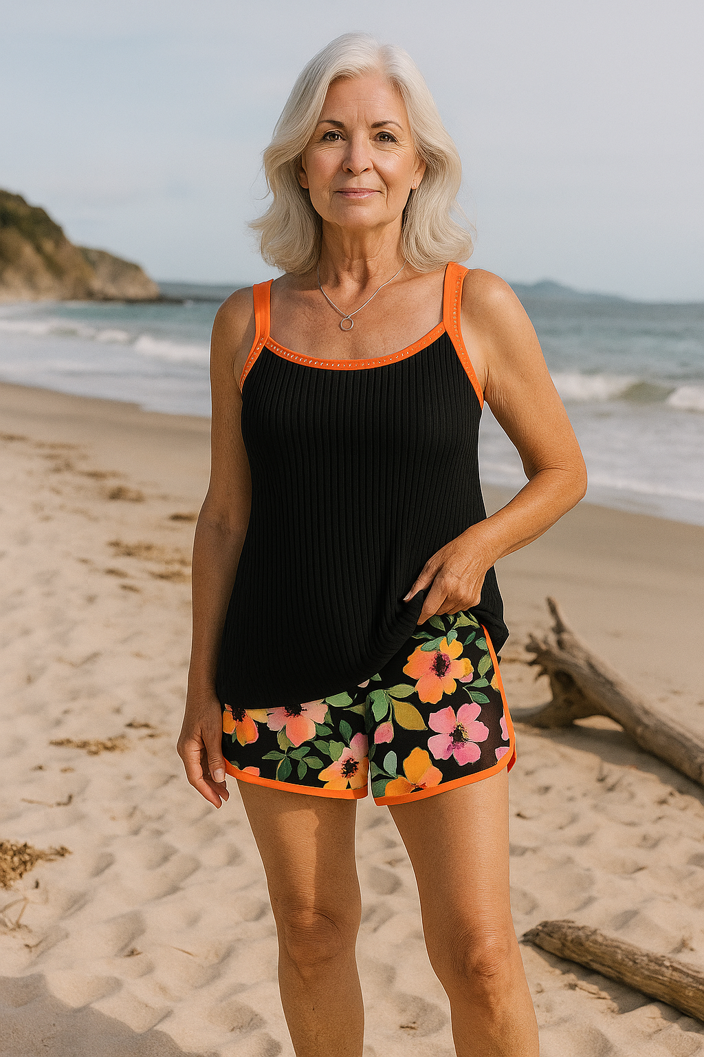 Maren | Swimsuit Tank Top with Floral Boxer Set