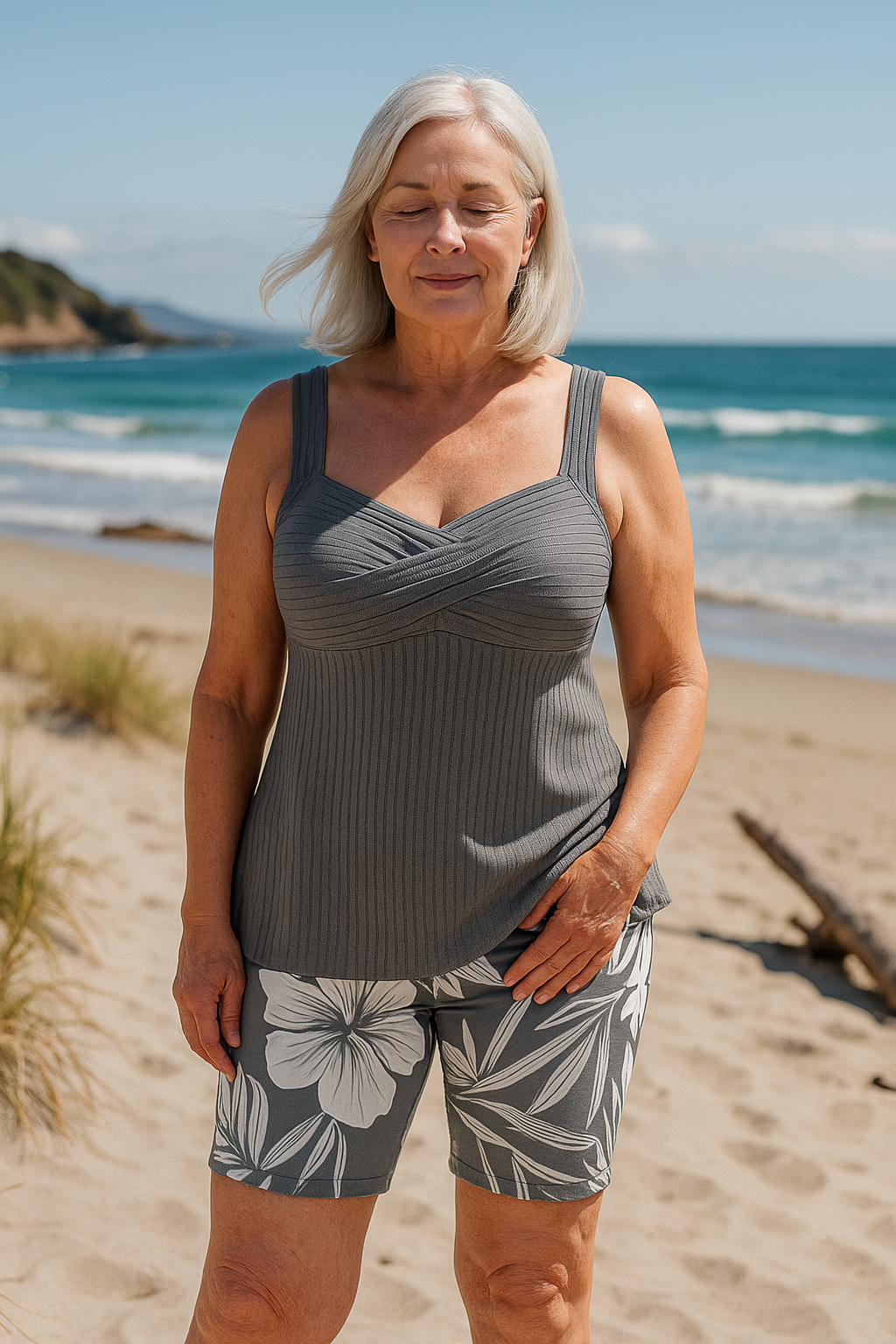 Keira | Feathers Print Tankini Set